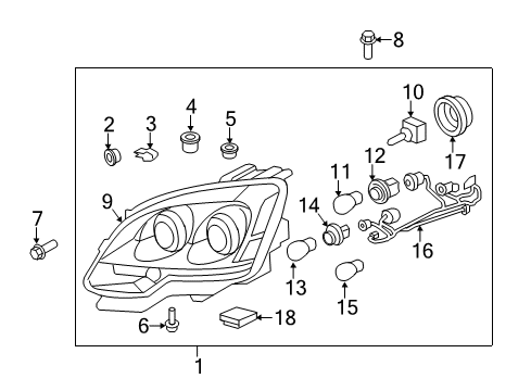 2011 GMC Acadia Combination Lamps Headlamp Assembly Diagram for 22938888