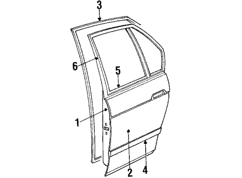 1992 Pontiac Grand Prix Rear Door & Components, Exterior Trim Molding Asm-Rear Side Door Window Reveal Diagram for 10147766