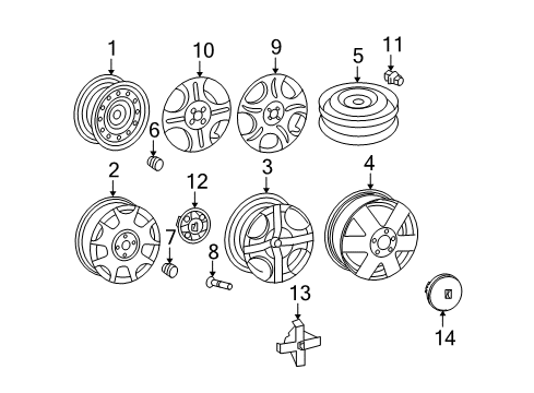 2005 Saturn Ion Wheels Wheel Trim Cap *Circuit Brush Diagram for 9594209