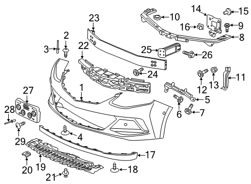 2018 Chevrolet Volt Front Bumper Harness Screw Diagram for 10293818