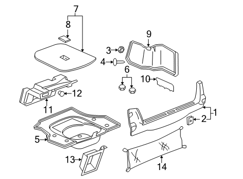 2006 Cadillac DTS Interior Trim - Rear Body Rear Sill Plate Diagram for 15787980