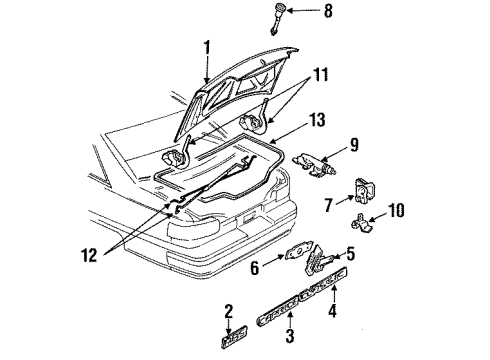 1991 Chevrolet Caprice Trunk Lid Hinge Asm-Rear Compartment Lid Diagram for 16623628