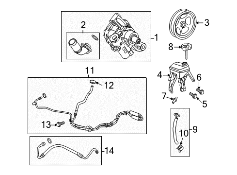 2009 Pontiac Torrent P/S Pump & Hoses, Steering Gear & Linkage Power Steering Pump Diagram for 20902363