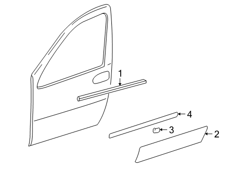 2006 Pontiac Montana Exterior Trim - Front Door Lower Molding Diagram for 15198635