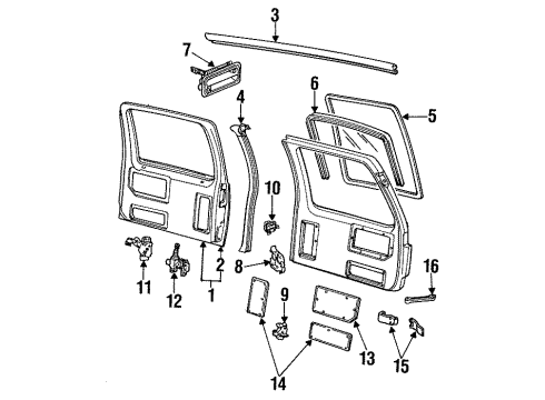 1998 GMC C1500 Suburban Back Door - Door & Components Check Strap Diagram for 15048810