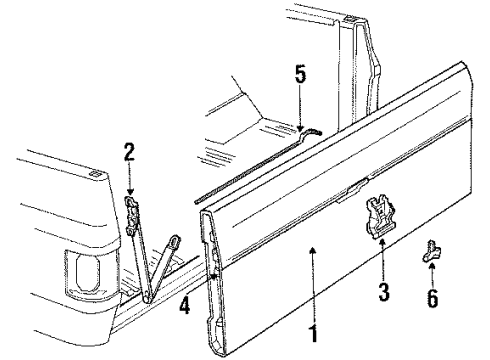 1988 Chevrolet Blazer Tail Gate & Hardware, Exterior Trim End Gate Latch Assembly Diagram for 14039710