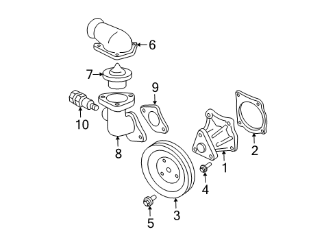1994 GMC Sonoma Powertrain Control Water Outlet Diagram for 10112356
