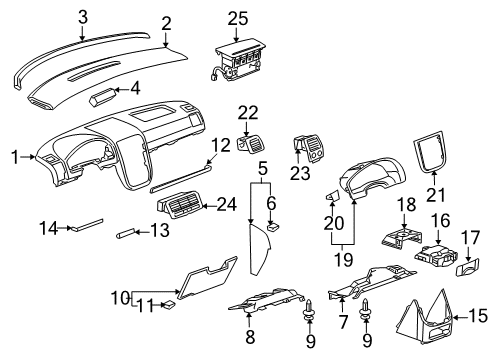 2005 Pontiac Montana Cluster & Switches, Instrument Panel Panel Asm, Instrument Panel Lower Extension Accessory Trim *Ebony Diagram for 15119231