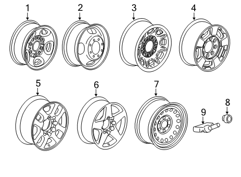 2014 GMC Sierra 2500 HD Wheels Wheel Diagram for 22791555