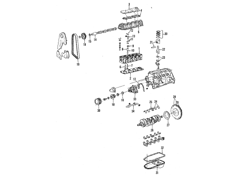 1990 Pontiac LeMans Engine Parts, Mounts, Cylinder Head & Valves, Camshaft & Timing, Oil Pan, Oil Pump, Crankshaft & Bearings, Pistons, Rings & Bearings Crankshaft Assembly Diagram for 94659619