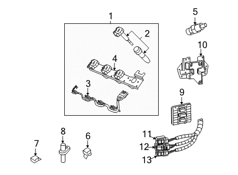 2007 Cadillac XLR Ignition System Spark Plug Diagram for 12571533