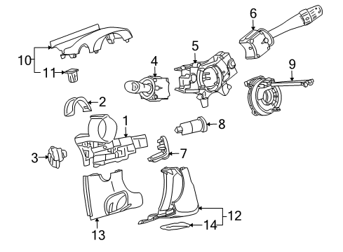 2008 Pontiac Solstice Shroud, Switches & Levers Lower Column Cover Diagram for 15250690