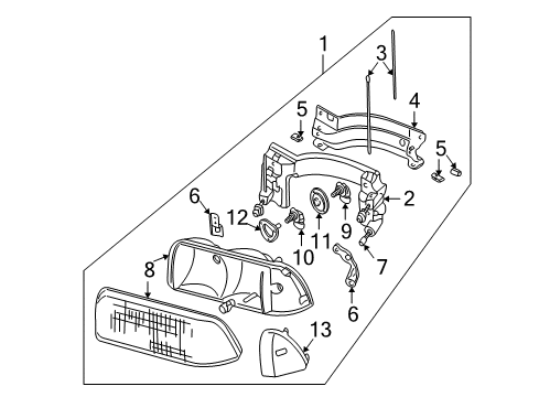 1995 GMC Sonoma Headlamps Headlamp Assembly-(W/ Front Side Marker Lamp) Diagram for 16525157