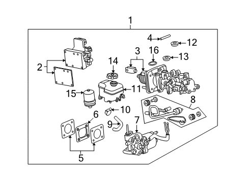 2008 Hummer H3 Hydraulic System Reservoir Kit, Brake Master Cylinder Diagram for 15240726