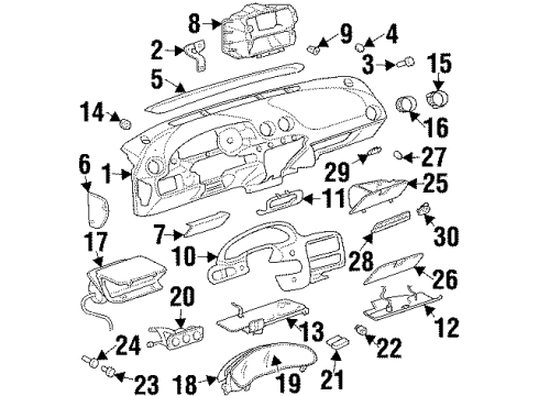 1996 Pontiac Grand Am Instrument Panel, Cluster & Switches, Glove Box Instrument Cluster Assemblly Diagram for 16231183