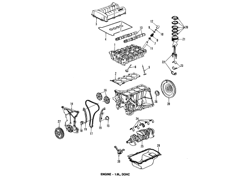 1995 Saturn SW2 Engine Parts, Mounts, Cylinder Head & Valves, Camshaft & Timing, Oil Pan, Oil Pump, Crankshaft & Bearings, Pistons, Rings & Bearings Vlv, Exhaust Diagram for 21007154