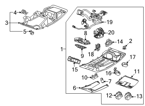 2011 Cadillac SRX Overhead Console Harness Diagram for 25964422
