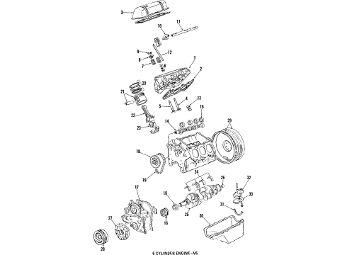 1992 Chevrolet Camaro Engine Parts, Mounts, Cylinder Head & Valves, Camshaft & Timing, Oil Pan, Oil Pump, Crankshaft & Bearings, Pistons, Rings & Bearings Piston Asm Diagram for 10070145