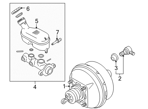 2007 Buick Terraza Hydraulic System Power Brake Booster ASSEMBLY Diagram for 15234621