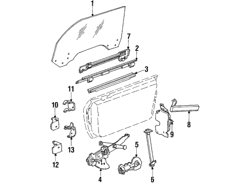 1988 Pontiac Fiero Door & Components Front Side Door Lock Assembly Diagram for 16608173
