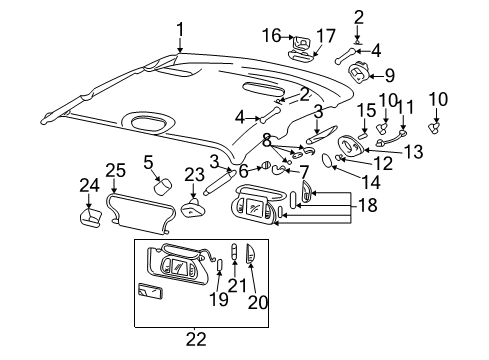 2005 Cadillac DeVille Interior Trim - Roof Pushbutton, Reading Lamp Switch *Gray Diagram for 88890715