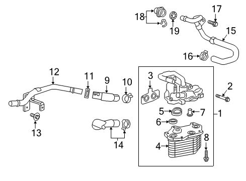 2018 Cadillac CT6 Oil Cooler Oil Cooler Assembly Diagram for 12681934