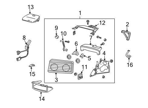 1998 Chevrolet Corvette Headlamps Composite Headlamp Diagram for 19303188