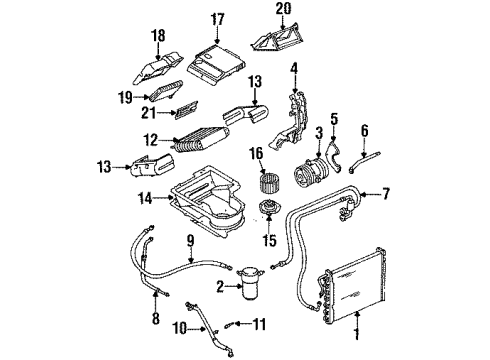 1995 Chevrolet Lumina APV Air Conditioner & Heater Components Cover, Heater Core Diagram for 52453587
