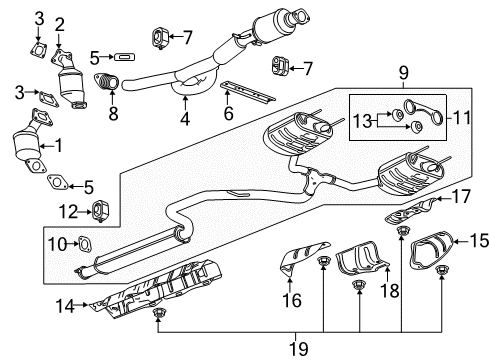2018 Chevrolet Impala Exhaust Components Catalytic Converter Diagram for 12627204
