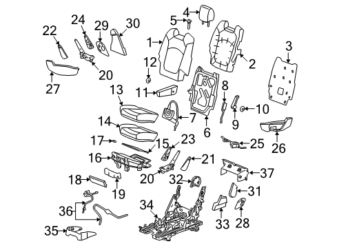 2009 Saturn Outlook Second Row Seats Cushion Frame Diagram for 15899657