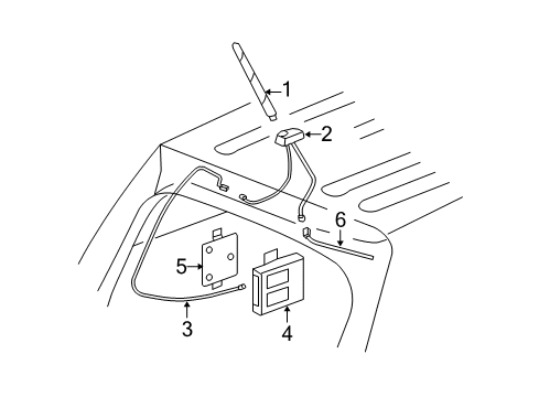 2008 Chevrolet Equinox Antenna & Radio Bracket Diagram for 15807086