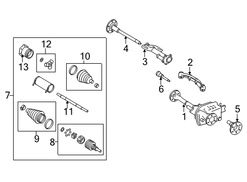2013 GMC Yukon Carrier & Front Axles Axle Asm-Front (3.73 Ratio) Diagram for 22933066