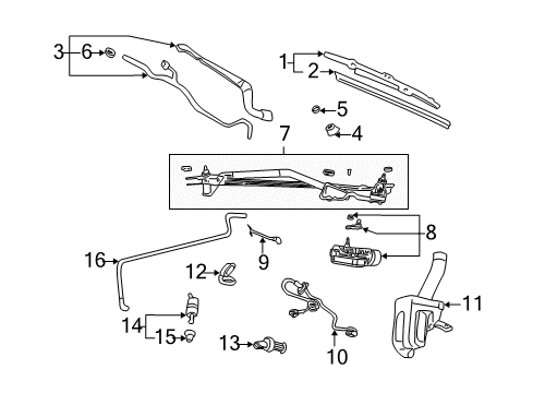2001 Cadillac DeVille Wiper & Washer Components Wiper Asm, Insert Windshield Diagram for 12494780