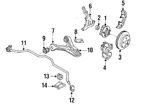 1991 Oldsmobile Silhouette Front Brakes Insulator-Front Stabilizer Shaft Diagram for 10170204