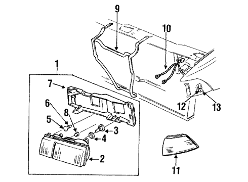 1992 Chevrolet Cavalier Headlamps Headlamp Assembly Diagram for 16511981
