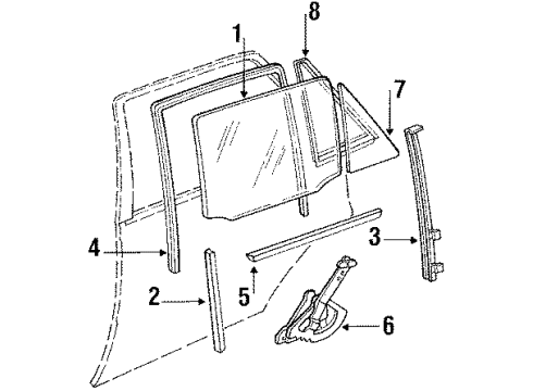 1989 Pontiac LeMans Rear Door - Glass & Hardware Rear Side Door Lock Kit Diagram for 90159255