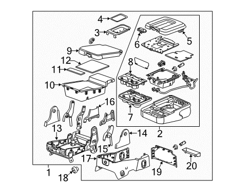 2017 Cadillac Escalade ESV Front Seat Components Armrest Latch Diagram for 23438058