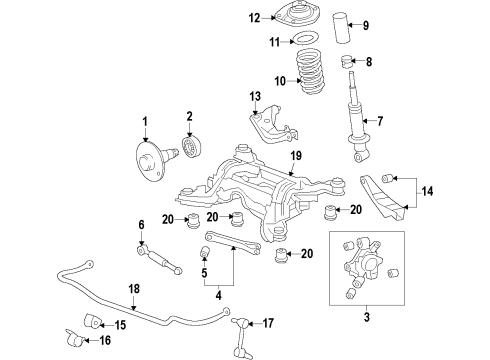 2013 Chevrolet Caprice Rear Suspension, Lower Control Arm, Upper Control Arm, Stabilizer Bar, Suspension Components Lower Ball Joint Diagram for 92225044