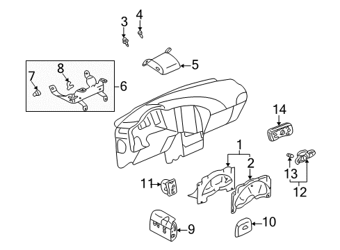 2007 Buick Rendezvous Cluster & Switches, Instrument Panel Headlamp Switch Diagram for 10339374