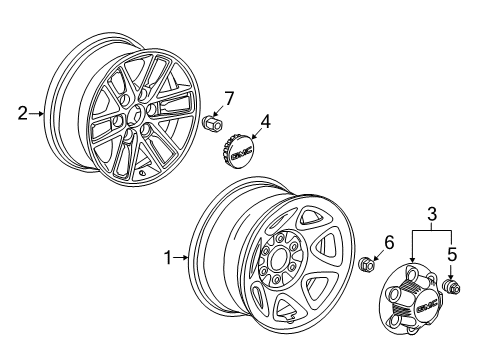  22x9-Inch Aluminum 6 Spoke Wheel Diagram for 84346102