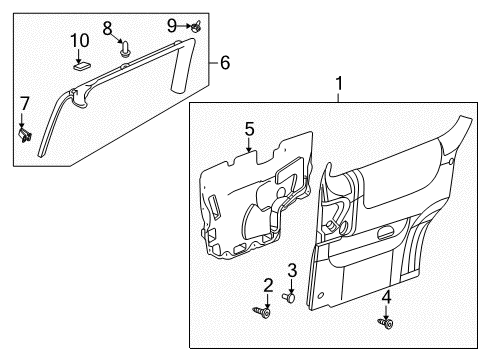 2008 Chevrolet Uplander Interior Trim - Side Loading Door Panel Asm-Rear Side Door Trim *Medium Cashmere Diagram for 15945525