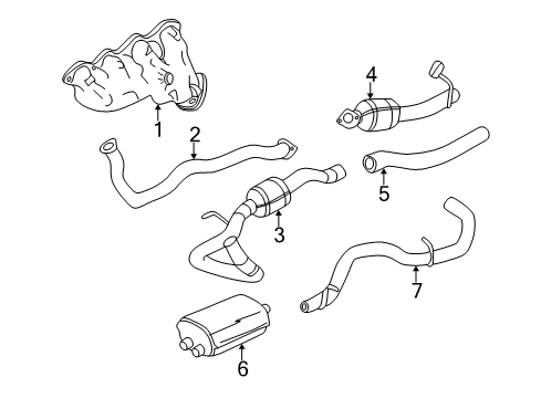 2001 Chevrolet Silverado 3500 Exhaust Components, Exhaust Manifold 3Way Catalytic Convertor Assembly (W/ Exhaust Manifold P*Marked Print *Marked Print Diagram for 15755166