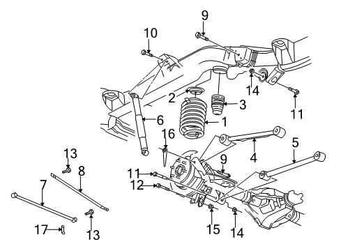 2005 GMC Envoy Rear Suspension Rear Lower Control Arm Diagram for 15069837