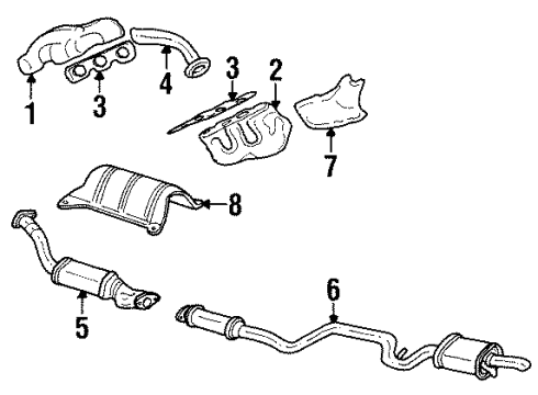 2000 Oldsmobile Intrigue Exhaust Components Warm Up 3Way Catalytic Convertor Assembly (W/ Exhaust Man Diagram for 12561715