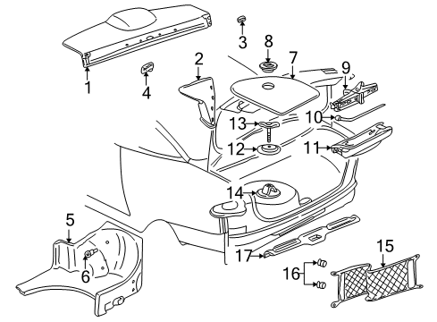 1996 Pontiac Sunfire Interior Trim - Rear Body Handle-Wheel Wrench Diagram for 14036400