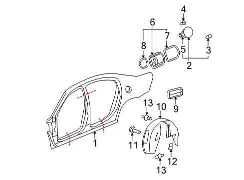 2006 Buick Lucerne Quarter Panel & Components Housing Asm-Fuel Tank Filler Pipe Diagram for 20895785