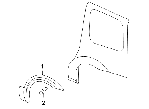 2005 Pontiac Montana Exterior Trim - Side Panel Molding Asm-Rear Wheel Opening (Grain) *Stealth Gray Diagram for 15896771