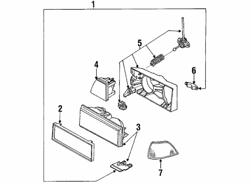 1990 Chevrolet Cavalier Headlamps Headlamp Assembly Diagram for 16515318