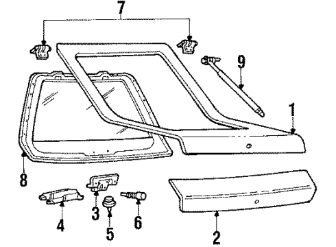 1989 Chevrolet Corsica Gate & Hardware Lift Gate Lock Cylinder Kit (Uncoded) Diagram for 12507407