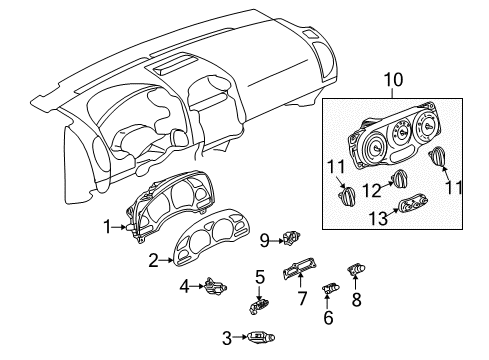 2005 Saturn Vue Cluster & Switches, Instrument Panel Instrument Cluster Assembly Diagram for 22723716